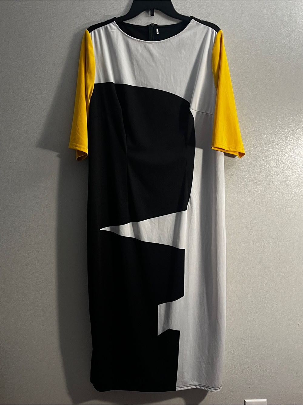 Colorblock Black White & Yellow Women's Dress
